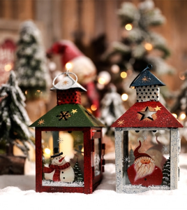 산타와 눈사람 하우스 캔들홀더 캔들조명